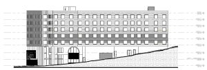 Drawing of 7 story African Diaspora Cultural Anchor Village